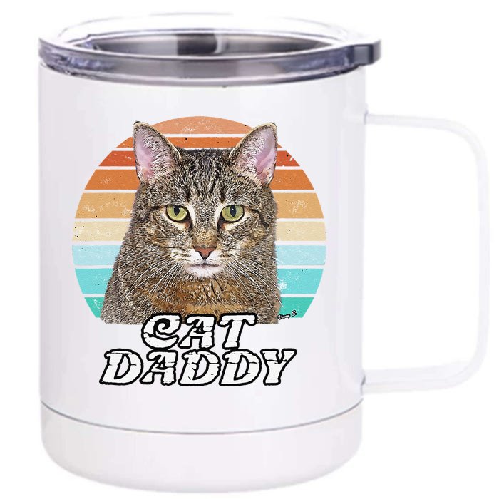 Cat Daddy Tabby Vintage Eighties Style Cat Retro Cute Dog Front & Back 12oz Stainless Steel Tumbler Cup