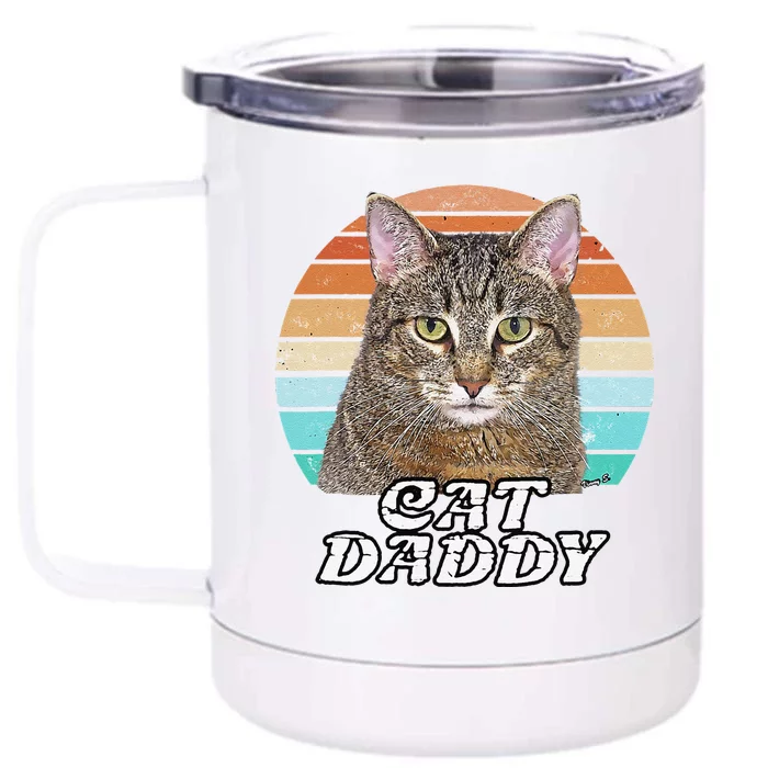 Cat Daddy Tabby Vintage Eighties Style Cat Retro Cute Dog Front & Back 12oz Stainless Steel Tumbler Cup