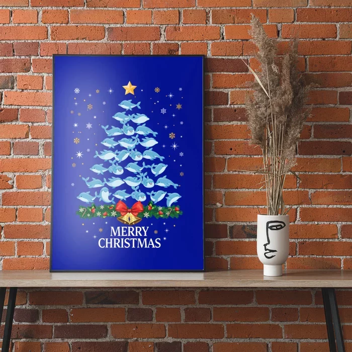 Christmas Dolphin Tree Design For Boys Girls Dolphin Xmas Gift Poster