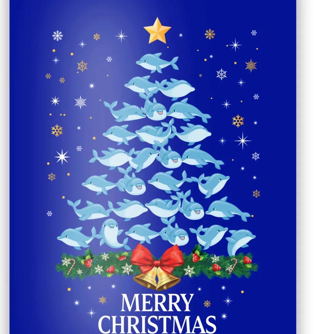 Christmas Dolphin Tree Design For Boys Girls Dolphin Xmas Gift Poster