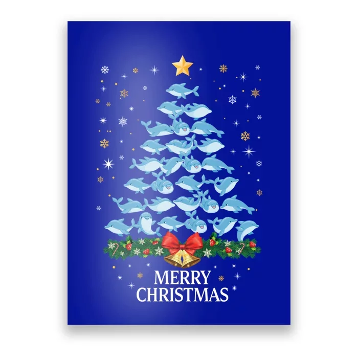 Christmas Dolphin Tree Design For Boys Girls Dolphin Xmas Gift Poster