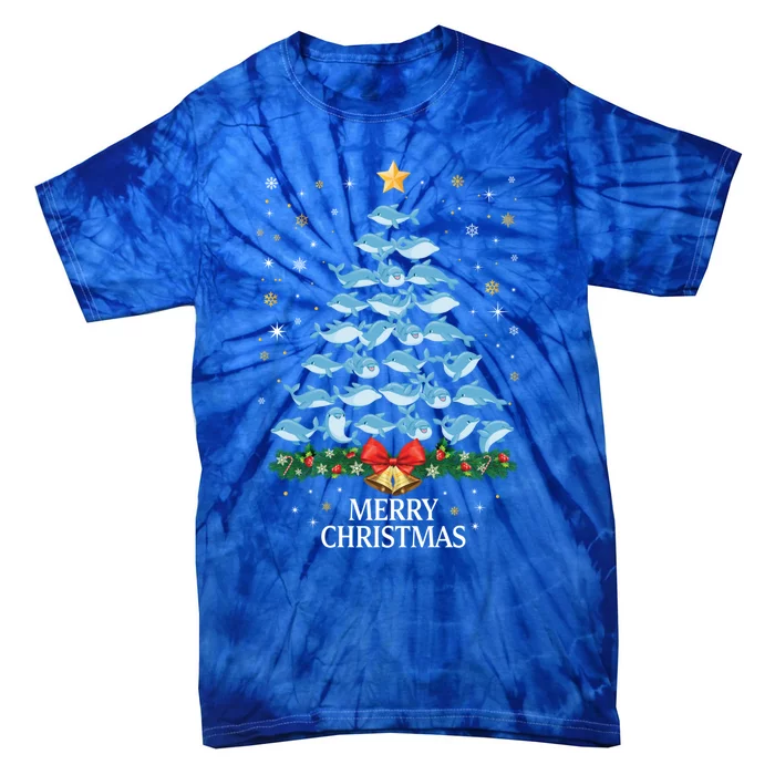 Christmas Dolphin Tree Design For Boys Girls Dolphin Xmas Gift Tie-Dye T-Shirt