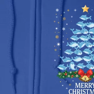 Christmas Dolphin Tree Design For Boys Girls Dolphin Xmas Gift Full Zip Hoodie