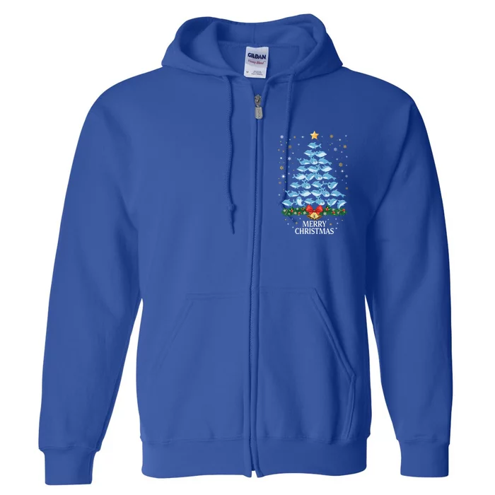 Christmas Dolphin Tree Design For Boys Girls Dolphin Xmas Gift Full Zip Hoodie