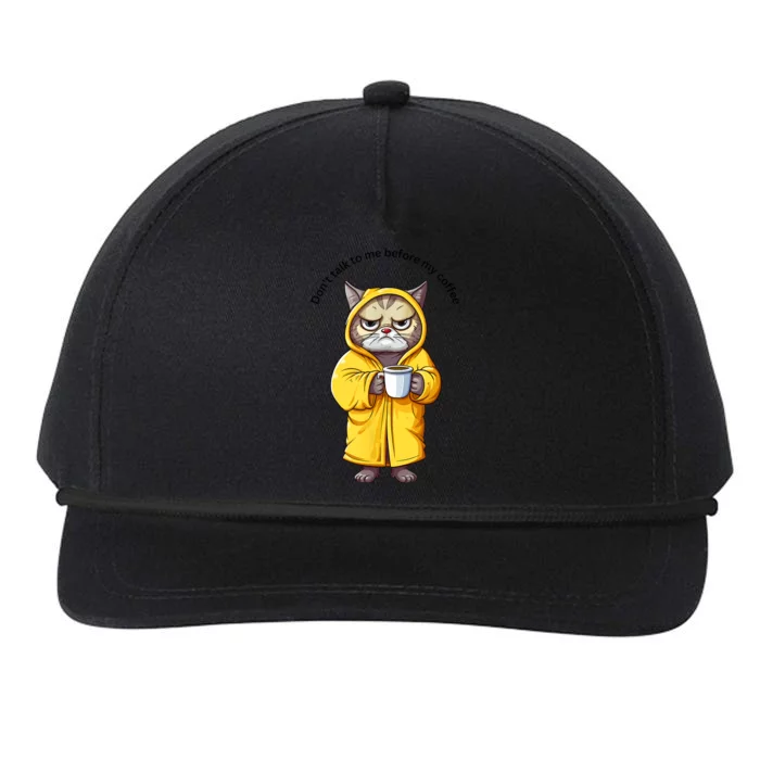 Cat Don’T Talk To Me Before My Coffee Snapback Five-Panel Rope Hat