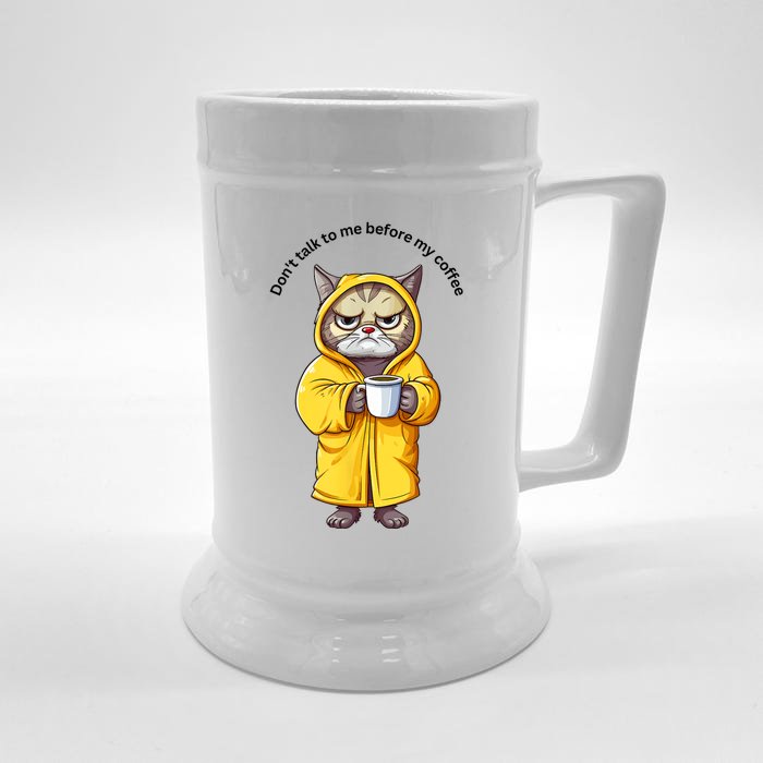 Cat Don’T Talk To Me Before My Coffee Front & Back Beer Stein