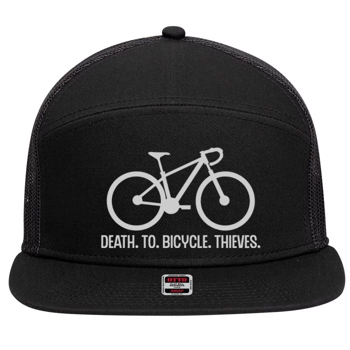 Cycling Death To Bicycle Thieves Gift 7 Panel Mesh Trucker Snapback Hat