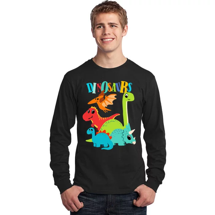 Cute Dinosaurs Types Of Dinosaurs For Kids Dino Lover Tall Long Sleeve T-Shirt