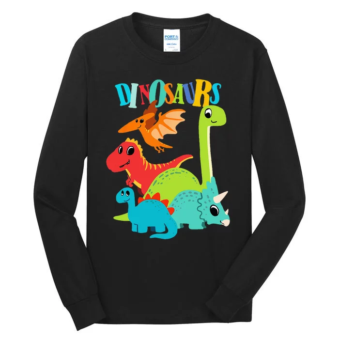 Cute Dinosaurs Types Of Dinosaurs For Kids Dino Lover Tall Long Sleeve T-Shirt