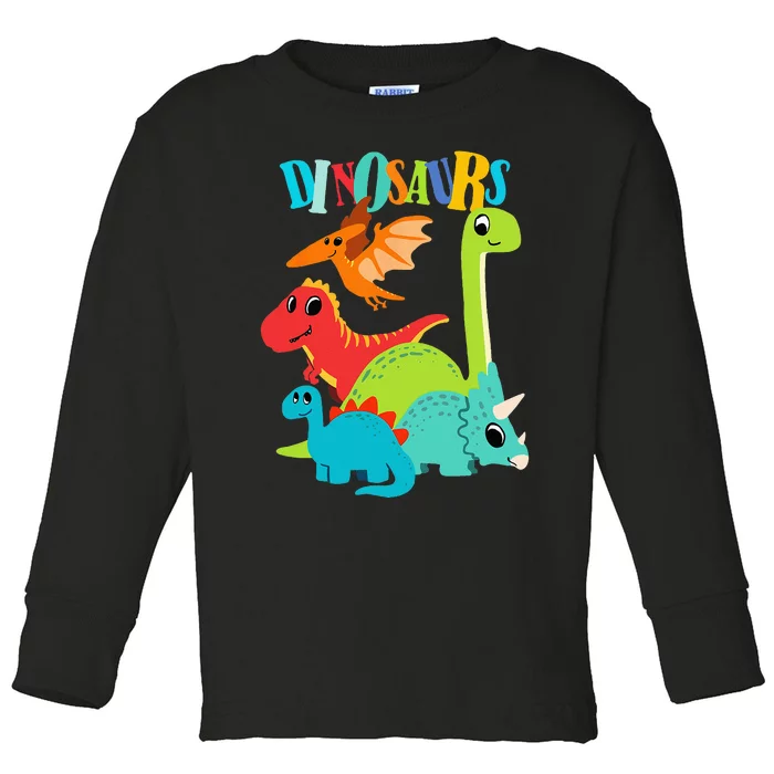 Cute Dinosaurs Types Of Dinosaurs For Kids Dino Lover Toddler Long Sleeve Shirt