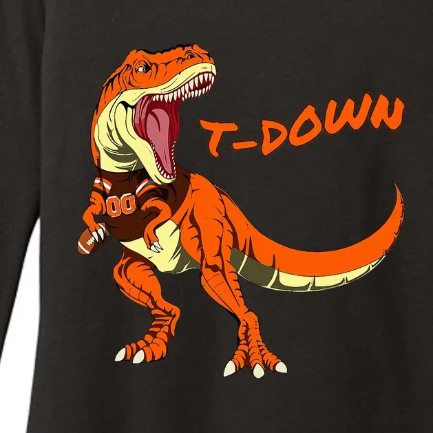 Cleveland Dinosaur Tyrannosaurus Rex Football Touchdown Womens CVC Long Sleeve Shirt