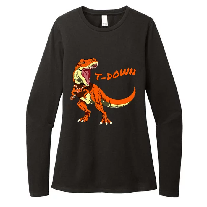 Cleveland Dinosaur Tyrannosaurus Rex Football Touchdown Womens CVC Long Sleeve Shirt