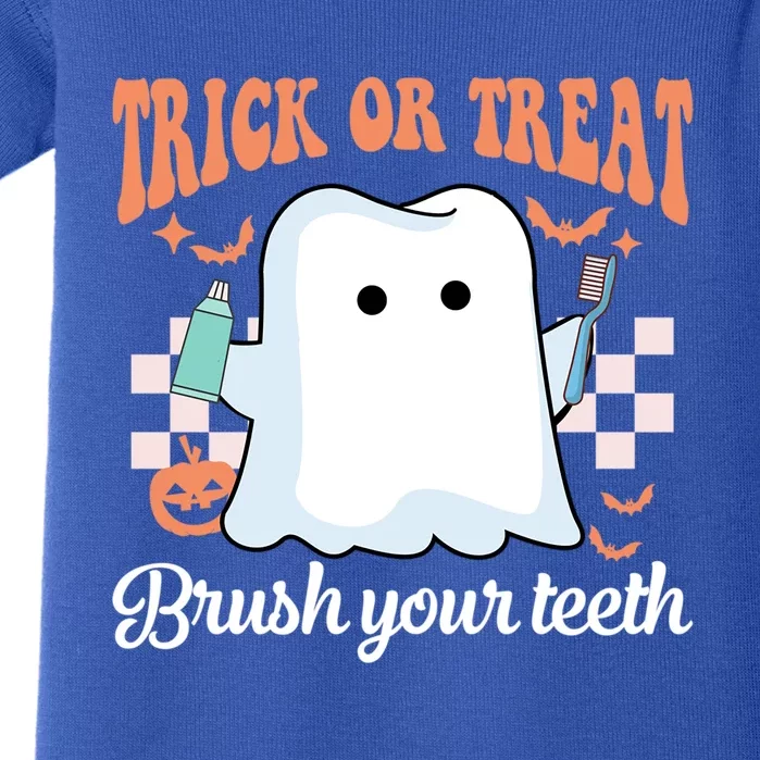 Cute Dentist Trick Or Treat Brush Your Teeth Retro Halloween Gift Baby Bodysuit