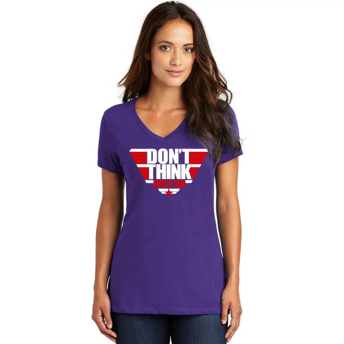 Cool Don't Think Just Do Logo Women's V-Neck T-Shirt