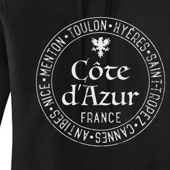 Cote DAzur Towns For French Riviera Mediterranean Travelers Women's Pullover Hoodie