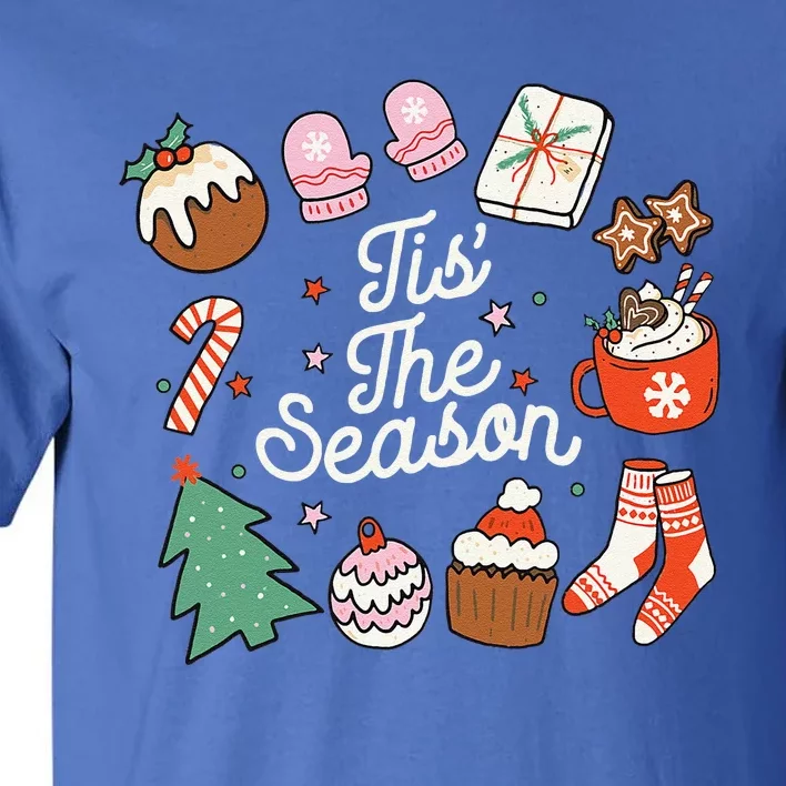 Christmas Doodles Tis The Season Retro Holiday Cookies Tree Tall T-Shirt