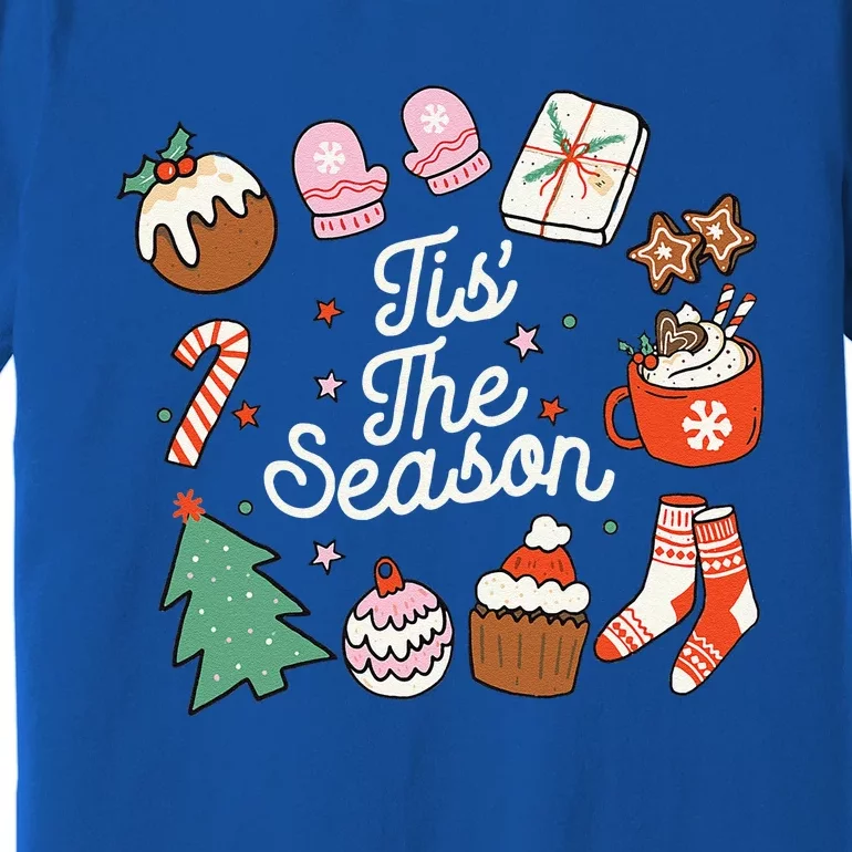 Christmas Doodles Tis The Season Retro Holiday Cookies Tree Premium T-Shirt