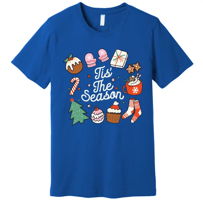 Christmas Doodles Tis The Season Retro Holiday Cookies Tree Premium T-Shirt