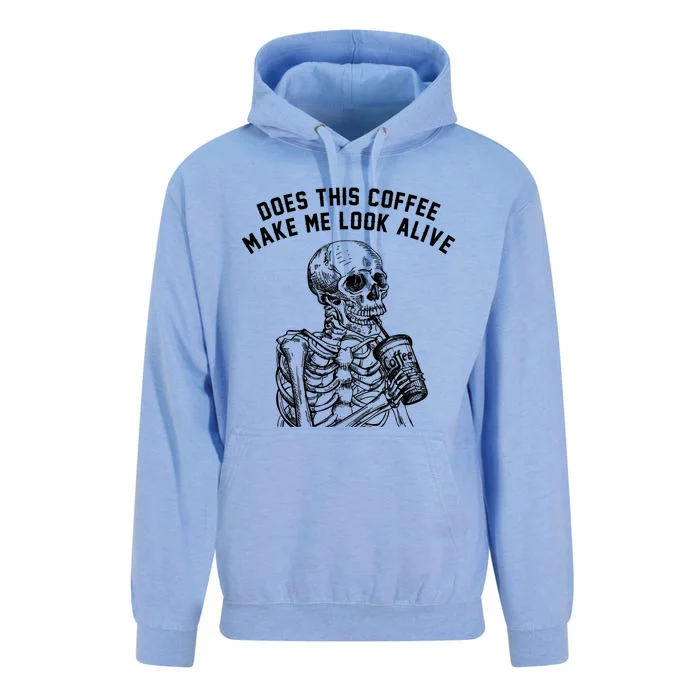 Coffee Does This Coffee Make Me Look Alive Coffee Skeleton Gift Unisex Surf Hoodie