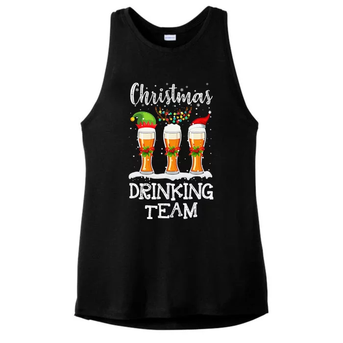 Christmas Drinking Team Holiday Season Xmas Beer Lover Ladies Tri-Blend Wicking Tank