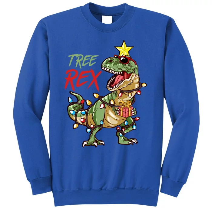 Christmas Dinosaur Tree Rex Lights Trex Xmas Gifts Tall Sweatshirt