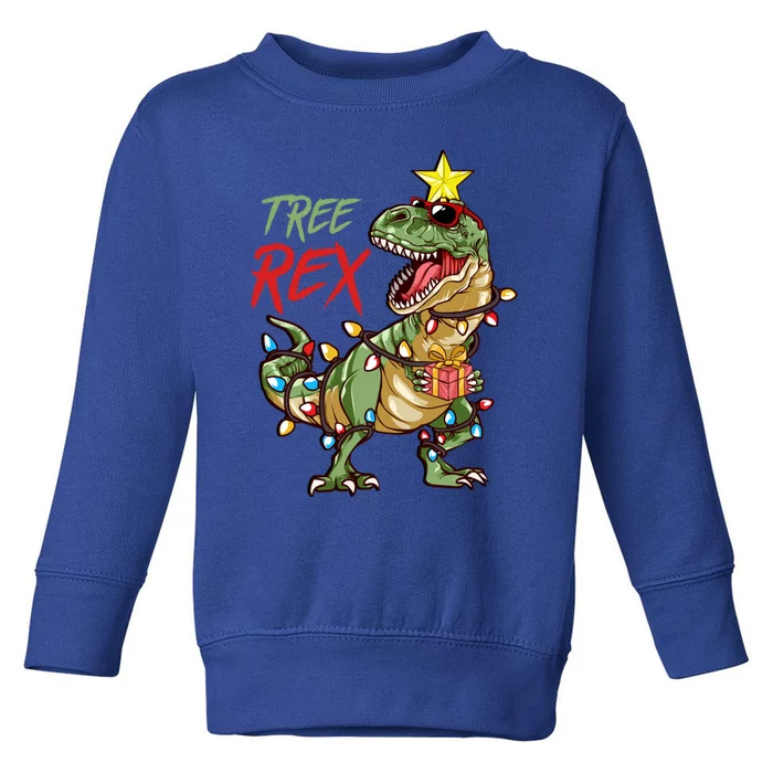 Christmas Dinosaur Tree Rex Lights Trex Xmas Gifts Toddler Sweatshirt