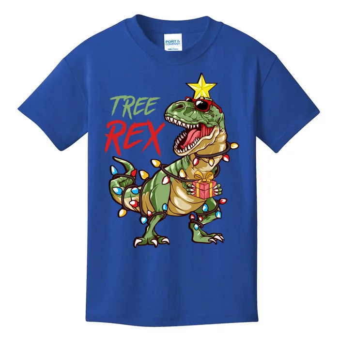 Christmas Dinosaur Tree Rex Lights Trex Xmas Gifts Kids T-Shirt