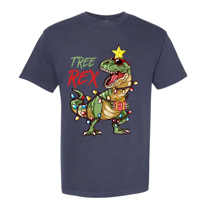 Christmas Dinosaur Tree Rex Lights Trex Xmas Gifts Garment-Dyed Heavyweight T-Shirt