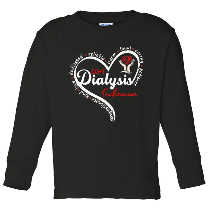 CCHT Dialysis Technician Kidney Hemodialysis Dialysis Tech Toddler Long Sleeve Shirt