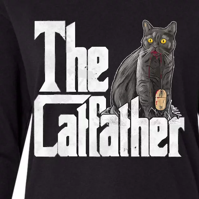 Cat Dad The Catfather Crazy Cat Father Kitty Daddy Womens Cotton Relaxed Long Sleeve T-Shirt