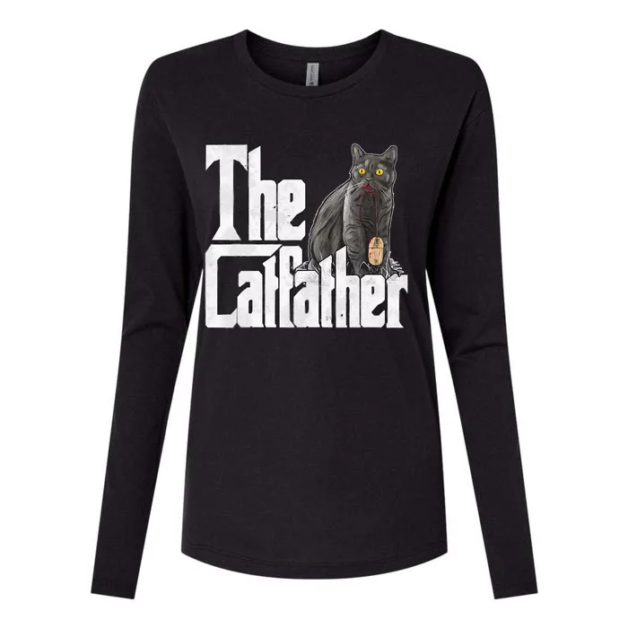 Cat Dad The Catfather Crazy Cat Father Kitty Daddy Womens Cotton Relaxed Long Sleeve T-Shirt