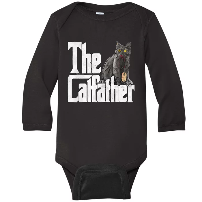 Cat Dad The Catfather Crazy Cat Father Kitty Daddy Baby Long Sleeve Bodysuit