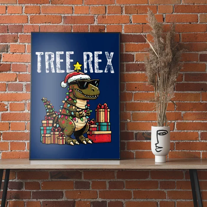 Christmas Dinosaur Tree Rex Xmas Trex Poster