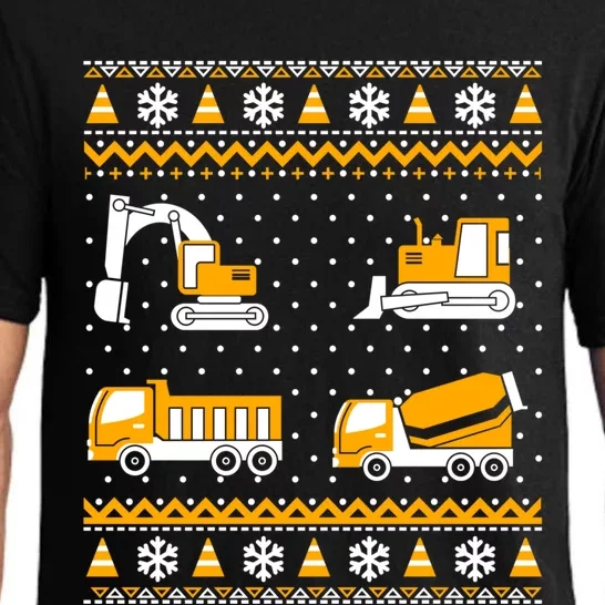 Construction Dump Trucks Bulldozer Ugly Christmas Sweater Pajama Set