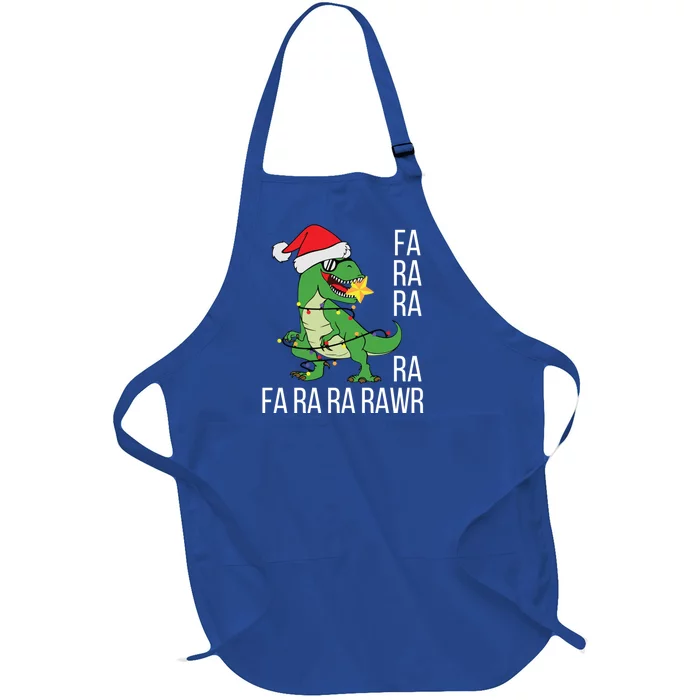 Christmas Dinosaur Tree Rex Christmas Fa Rawr Rawr Funny Gift Full-Length Apron With Pocket