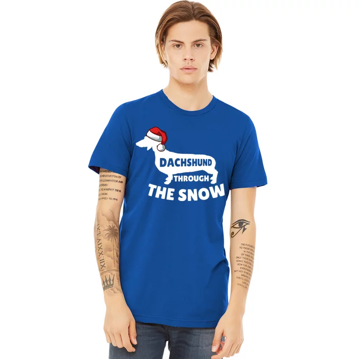 Christmas Dashing Through The Snow Dachshund Gift Premium T-Shirt