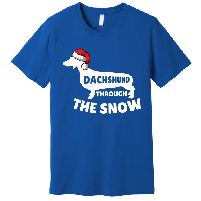 Christmas Dashing Through The Snow Dachshund Gift Premium T-Shirt