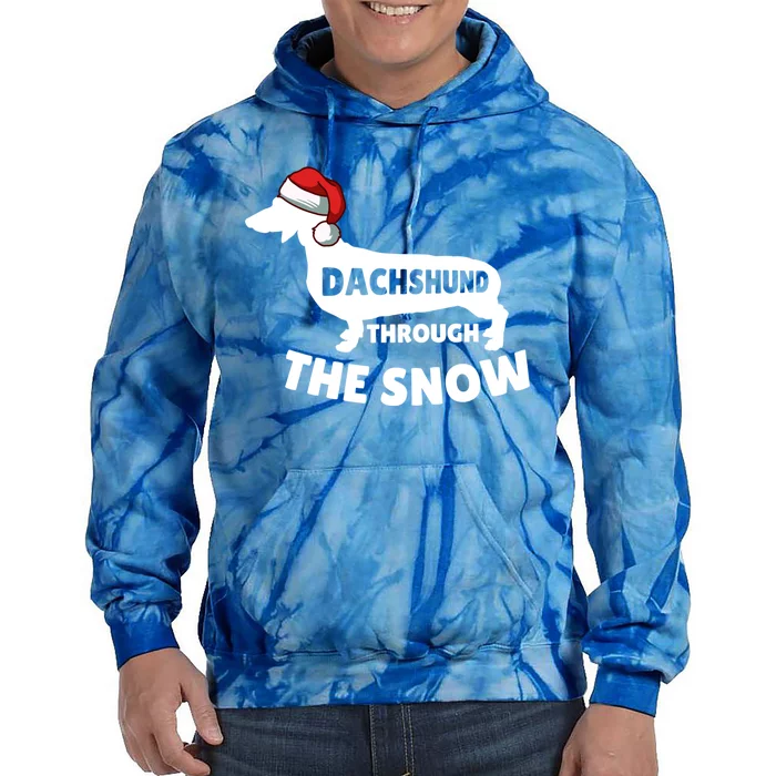 Christmas Dashing Through The Snow Dachshund Gift Tie Dye Hoodie