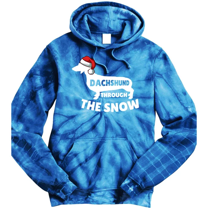 Christmas Dashing Through The Snow Dachshund Gift Tie Dye Hoodie