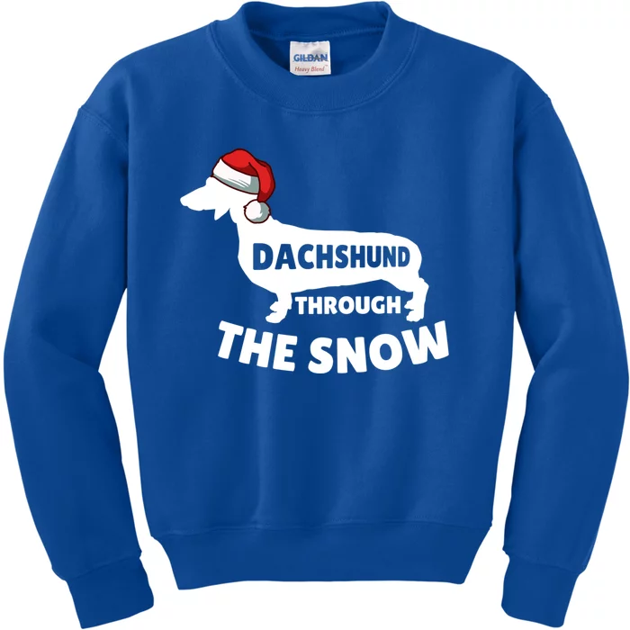 Christmas Dashing Through The Snow Dachshund Gift Kids Sweatshirt