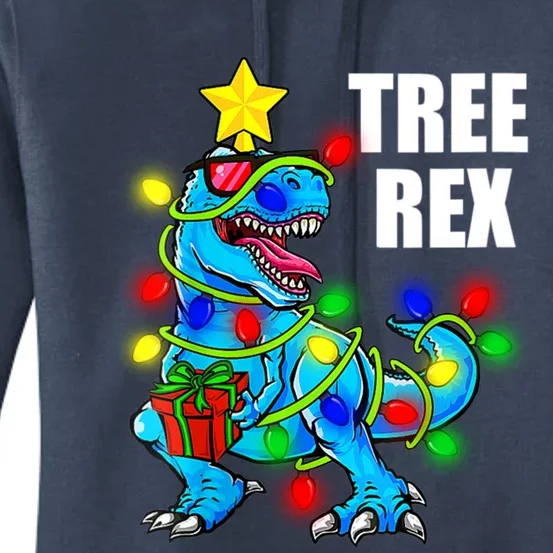 Christmas Dinosaur Tree Rex Pajamas Xmas Funny Gift Women's Pullover Hoodie