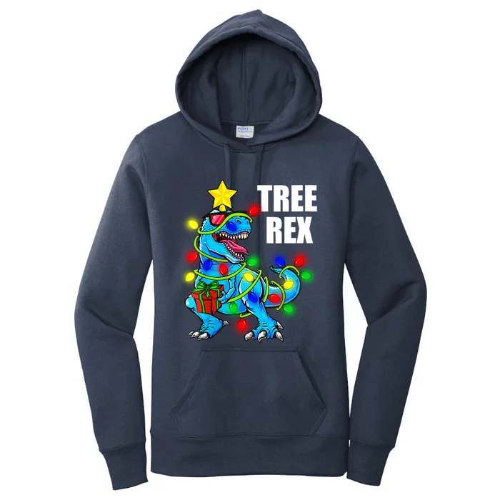 Christmas Dinosaur Tree Rex Pajamas Xmas Funny Gift Women's Pullover Hoodie