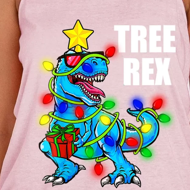 Christmas Dinosaur Tree Rex Pajamas Xmas Funny Gift Women's Knotted Racerback Tank