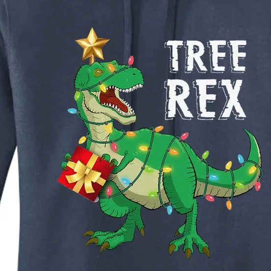 Christmas Dinosaur Tree Rex Pajamas Funny Xmas Gifts Women's Pullover Hoodie