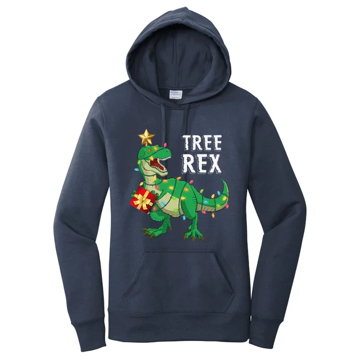 Christmas Dinosaur Tree Rex Pajamas Funny Xmas Gifts Women's Pullover Hoodie