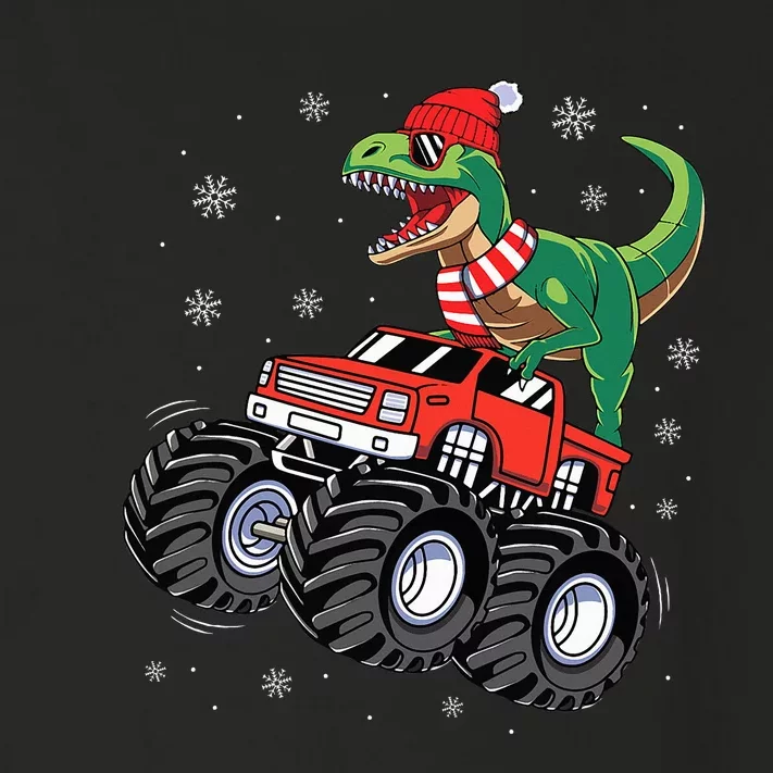 Christmas Dinosaur T Rex Riding Monster Truck Toddler Long Sleeve Shirt