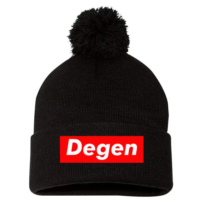 Cryptocurrency Day Trader Gifts Degen Crypto Pom Pom 12in Knit Beanie