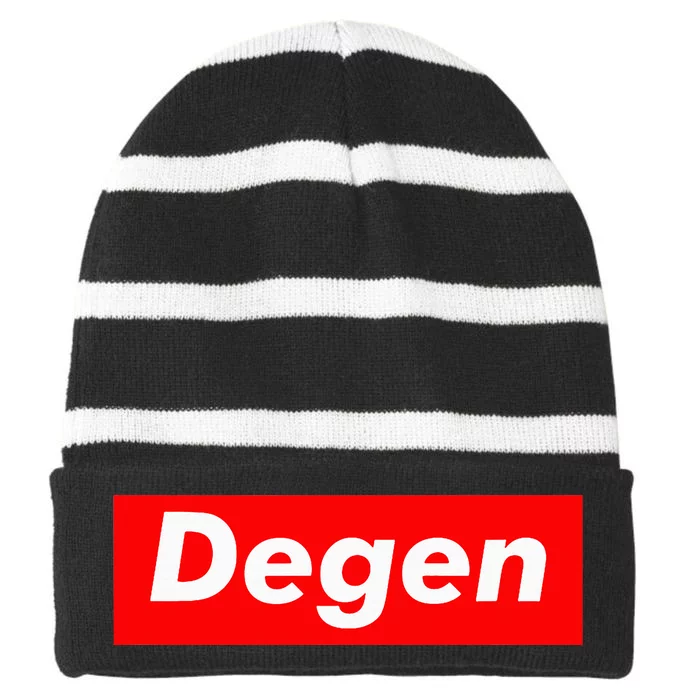 Cryptocurrency Day Trader Gifts Degen Crypto Striped Beanie with Solid Band