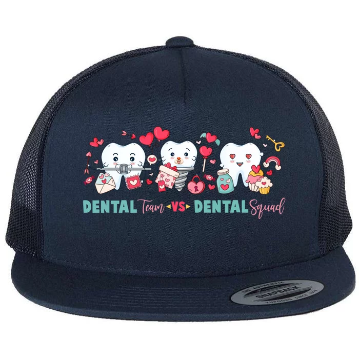 Cute Dental Team VS Dental Squad Flat Bill Trucker Hat