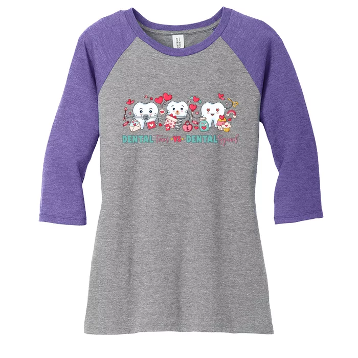 Cute Dental Team VS Dental Squad Women's Tri-Blend 3/4-Sleeve Raglan Shirt